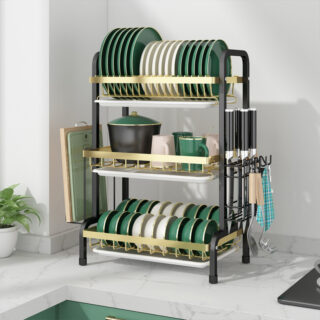 Gold and Black color 3step plate rack